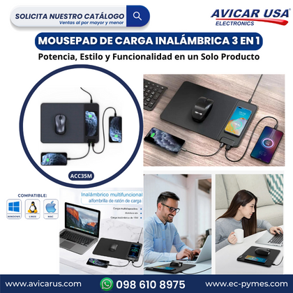 MOUSEPAD DE CARGA INALÁMBRICA 3 EN 1</br><strong>ACC35M</strong> - Image 2
